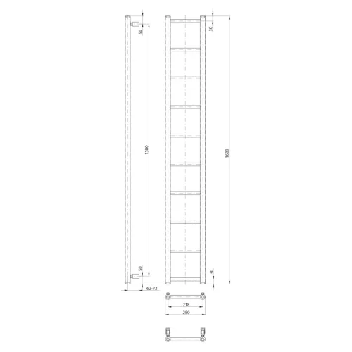 Egyenes radiátor, Sapho Dina fürdőszobai radiátor 250x1680 mm, fehér IR377TW