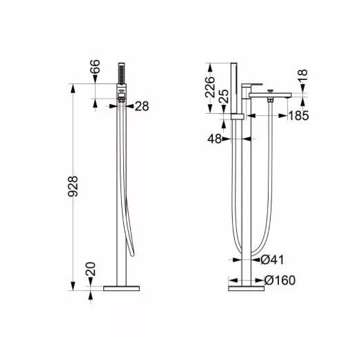 Kádtöltő csaptelep, Arezzo design Elegant szabadonálló, gun metal AR-10095GM