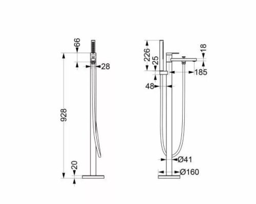 Kádtöltő csaptelep, Arezzo design Elegant szabadonálló, matt fehér AR-10095MW