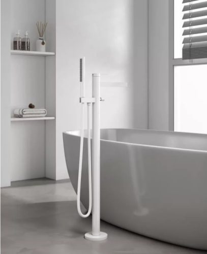 Kádtöltő csaptelep, Arezzo design Elegant szabadonálló, matt fehér AR-10095MW