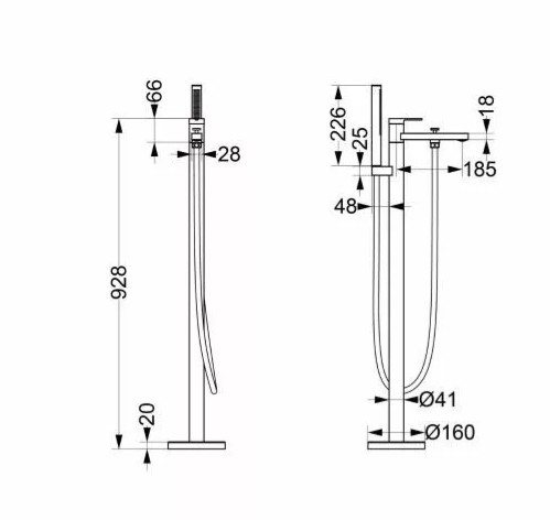 Kádtöltő csaptelep, Arezzo design Elegant szabadonálló, szálcsiszolt arany AR-10095BG