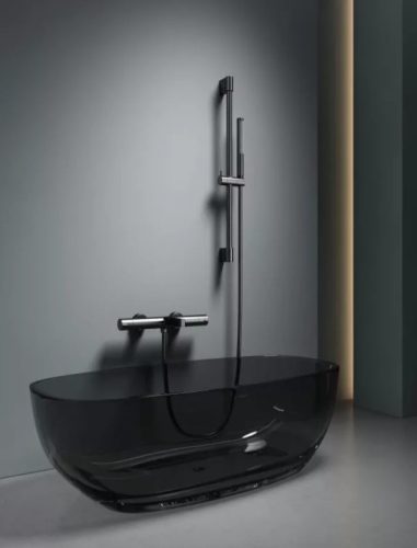 Kádtöltő csaptelep, Arezzo design Elegant termosztatikus kádcsaptelep szett, gun metal AR-1295GM