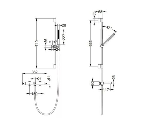 Kádtöltő csaptelep, Arezzo design Elegant termosztatikus kádcsaptelep szett, matt fehér AR-1295MW
