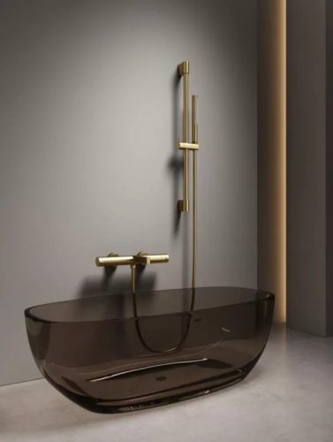 Kádtöltő csaptelep, Arezzo design Elegant termosztatikus, szett, szálcsiszolt arany AR-1295BG