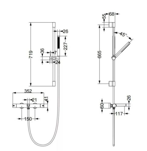 Kádtöltő csaptelep, Arezzo design Elegant termosztatikus, szett, szálcsiszolt arany AR-1295BG