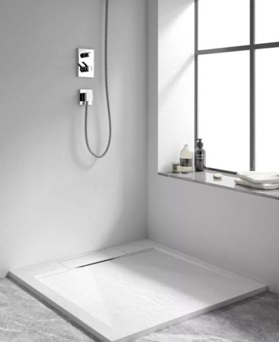 Zuhanytálca, Arezzo design Stone pala hatású, öntött márvány zuhanytálca,fehér 120x90 AR-DYT099LW