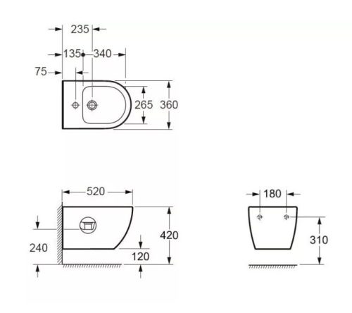Bidé, Arezzo design Arizon függesztett bidé, fehér AR-703