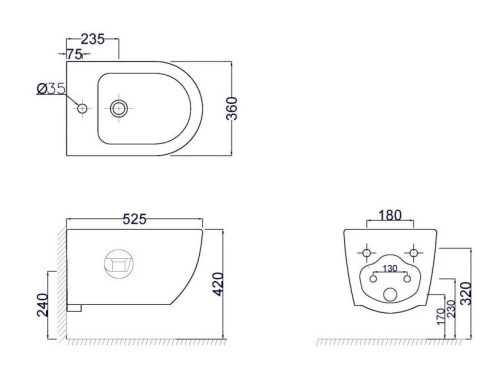 Bidé, Arezzo design Arizon függesztett bidé, fehér AR-703