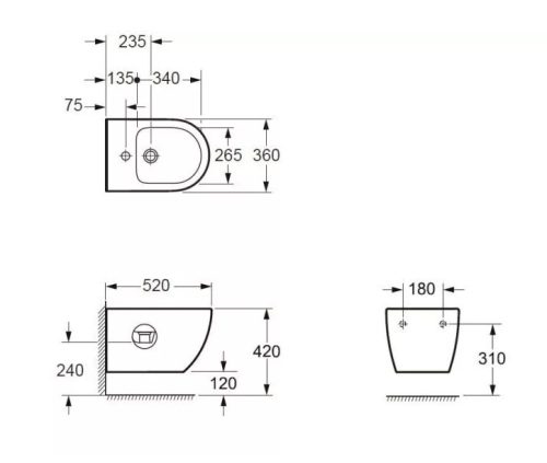 Bidé, Arezzo design Arizon függesztett bidé, fekete AR-703B