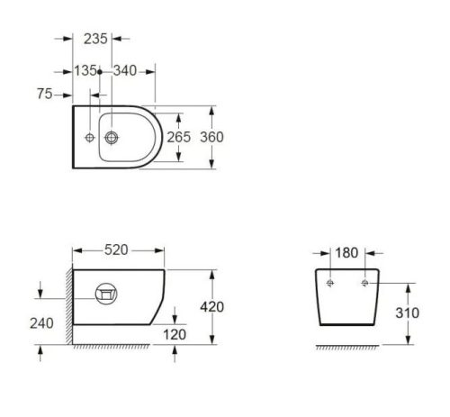 Bidé, Arezzo design Kansas függesztett bidé, fehér AR-803