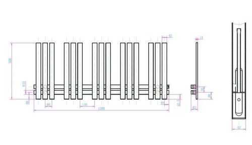 Egyenes radiátor, Arezzo design Horizont Gold Slim 1200x500 törölközőszárító radiátor AR-HS12050G