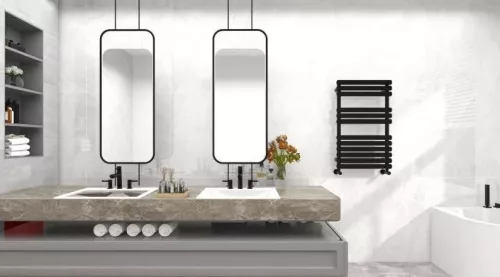 Egyenes radiátor, Arezzo design Flat Black 800x500 törölközőszárítós radiátor AR-FB8050