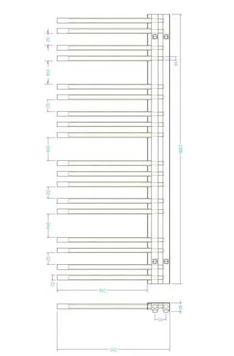 Egyenes radiátor, Arezzo design Blackline 1200x502 törölközőszárító radiátor AR-BL12050
