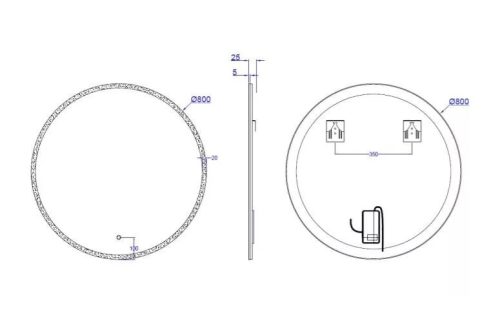 Fürdőszoba tükör, Arezzo design LED okos tükör 80 cm, kerek AR-3051