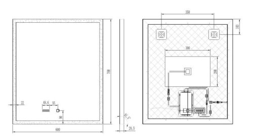 Fürdőszoba tükör, Arezzo design LED okos tükör órával AR-6070