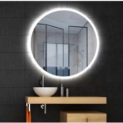   Fürdőszoba tükör, Arezzo design LED okos tükör 100 cm, kerek, órával AR-3054