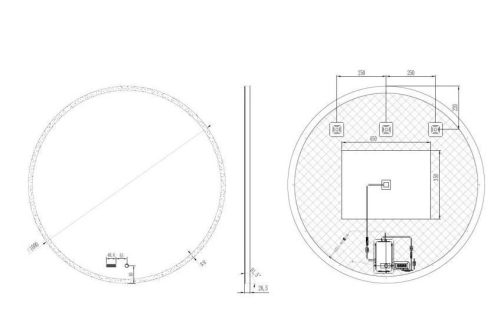 Fürdőszoba tükör, Arezzo design LED okos tükör 100 cm, kerek, órával AR-3054