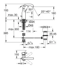 Mosdó csaptelep, Grohe Essence egykaros mosdó csaptelep, M méret, szálcsiszolt graphite 24173AL1