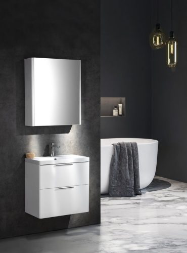 Felső szekrény, Aqualine Deneb tükrös szekrény 60x70x18 cm, matt fehér DN060