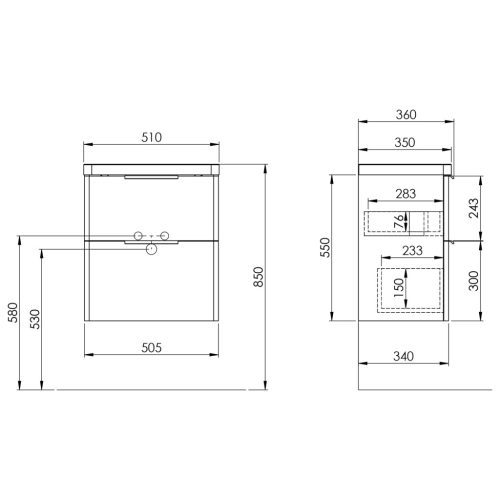 Alsó szekrény, Aqualine Deneb mosdótartó szekrény 50,5x55x43,5 cm, matt fehér DN254