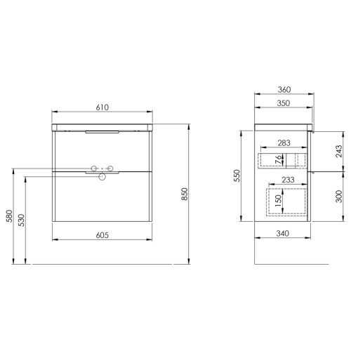 Alsó szekrény, Aqualine Deneb mosdótartó szekrény 60,5x55x34,5 cm, matt fehér DN264