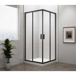   Zuhanykabin, Sapho Polysan Easy Line Black szögletes zuhanykabin, matt fekete 80x80 EL5215B