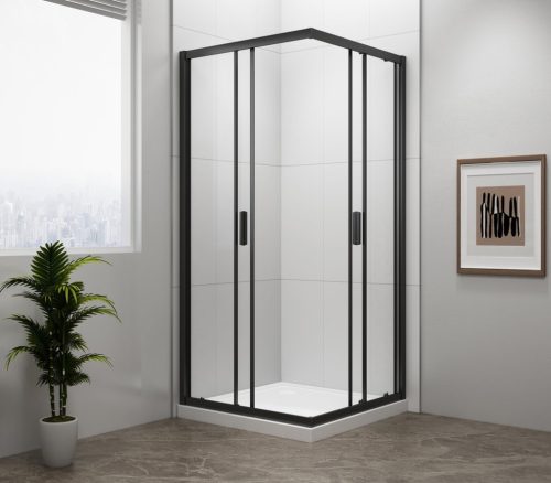 Zuhanykabin, Sapho Polysan Easy Line Black szögletes zuhanykabin, matt fekete 80x80 EL5215B