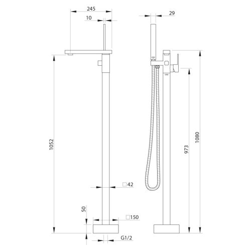Kádtöltő csaptelep, Sapho Cubemix szabadonálló kádtöltő csaptelep, matt fekete CM021GB