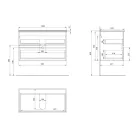 Alsó szekrény, Aqualine Paneda mosdótartó szekrény, 99,5x55x45,2cm PN210