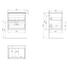 Alsó szekrény, Aqualine Paneda Strip mosdótartó szekrény, 59,5x55x45,2cm, emporio tölgy PN360