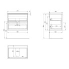 Alsó szekrény, Aqualine Paneda Strip mosdótartó szekrény, 69,5x55x45,2cm, emporio tölgy PN370