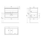 Alsó szekrény, Aqualine Paneda Strip mosdótartó szekrény, 79,5x55x45,2cm, emporio tölgy PN380