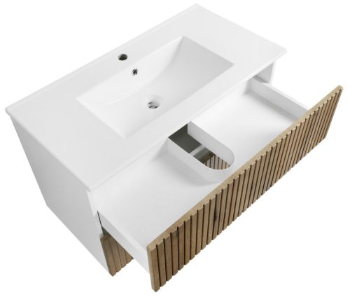 Alsó szekrény, Aqualine Paneda Strip mosdótartó szekrény, 89,5x55x45,2cm, emporio tölgy PN390