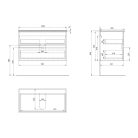 Alsó szekrény, Aqualine Paneda Strip mosdótartó szekrény, 99,5x55x45,2cm, emporio tölgy PN310