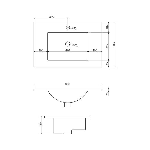 Mosdó, Sapho Slim kerámia mosdó 81x46 cm 1601-80
