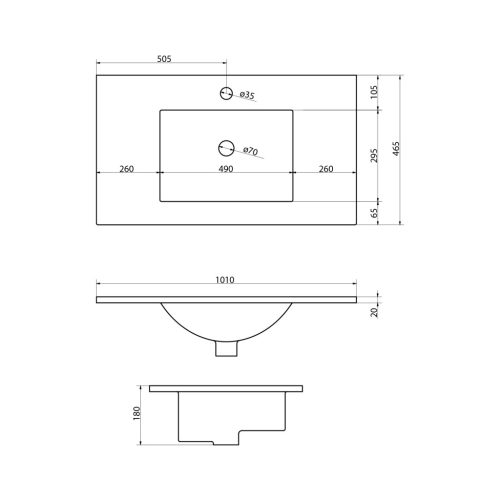 Mosdó, Sapho Slim kerámia mosdó 101x46 cm 1601-100