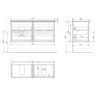 Alsó szekrény, Aqualine Paneda mosdótartó szekrény, 119x55x45,2 cm PN212