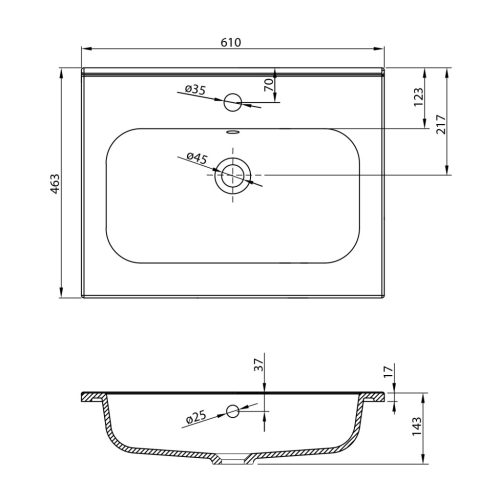 Mosdó, Sapho Sidra öntött márvány mosdó 61x46 cm SD061