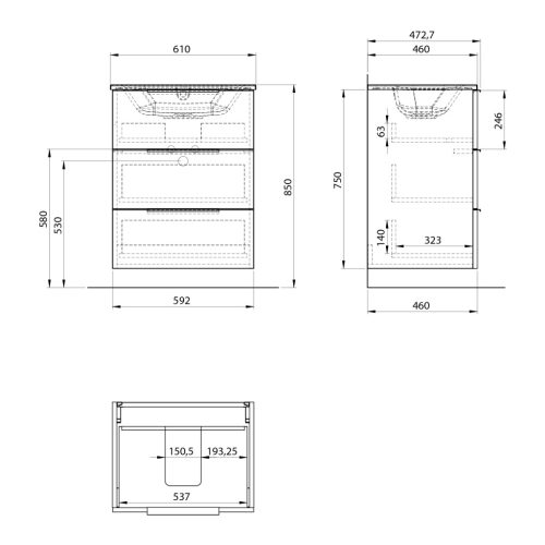 Alsó szekrény, Sapho Cirasa mosdótartó szekrény 59,2x75x46 cm fényes fehér CR631-3030
