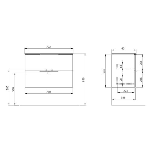 Alsó szekrény, Sapho Cirasa mosdótartó szekrény 78x54x39 cm fényes fehér CR792-3030