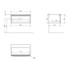 Alsó szekrény, Sapho Kerala mosdótartó szekrény 80x35x47,5 cm matt antracit KR080-3434