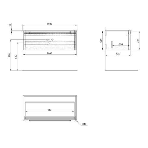 Alsó szekrény, Sapho Kerala mosdótartó szekrény 100x35x47,5 cm verde KR100-4444