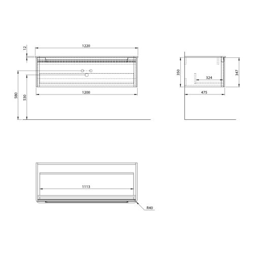 Alsó szekrény, Sapho Kerala mosdótartó szekrény 120x35x47,5 cm fényes fehér KR120-3030