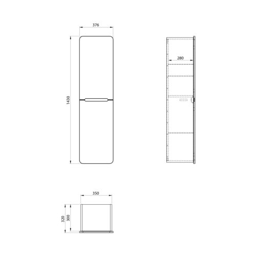 Fali szekrény, Sapho Kerala 2 ajtóval balos/jobbos, 38x143x32cm, fényes fehér KR350-3030