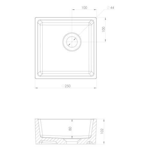 Mosdó, Sapho Sanna öntött márvány mosdó 25x25 cm SN250