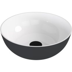   Mosdó, Sapho Banera Round öntött márvány mosdó 39 cm, fehér/matt antracit 14337.52