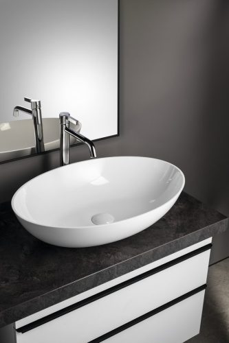 Mosdó, Sapho Banera Oval öntött márvány mosdó 60x40 cm, fehér 14397