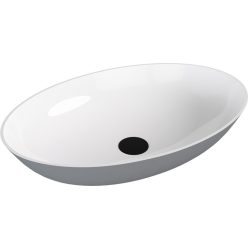   Mosdó, Sapho Banera Oval öntött márvány mosdó 60x40 cm, fehér/matt szürke 14397.32