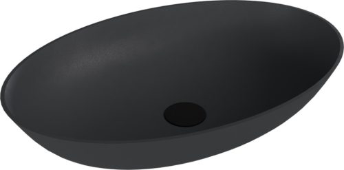 Mosdó, Sapho Banera Oval öntött márvány mosdó 60x40 cm, matt antracit 14397.51