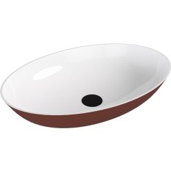   Mosdó, Sapho Banera Oval öntött márvány mosdó 60x40 cm, fehér/matt barna 14397.72